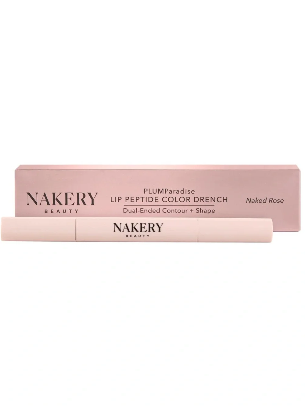 Nakery Beauty PLUMPparadise Lip Peptide Color Drench dual end NAKED ROSE NIB